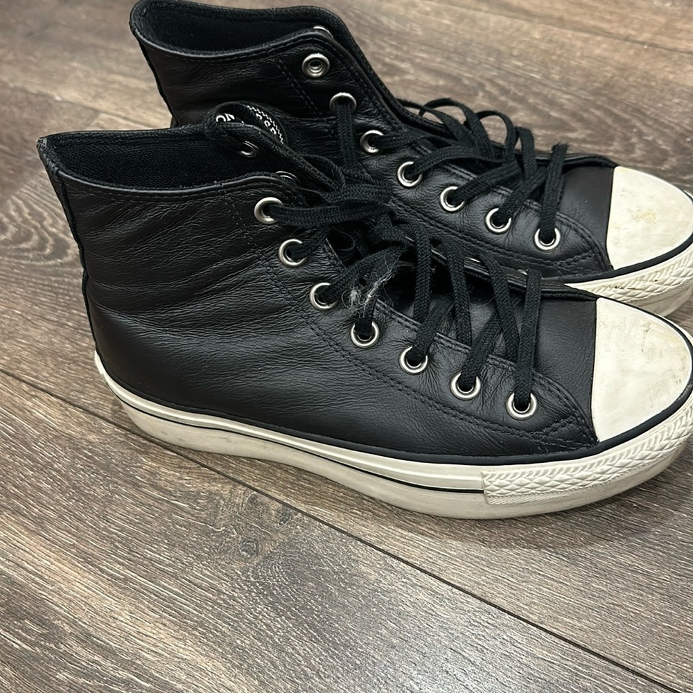 Converse black platform high tops size 6